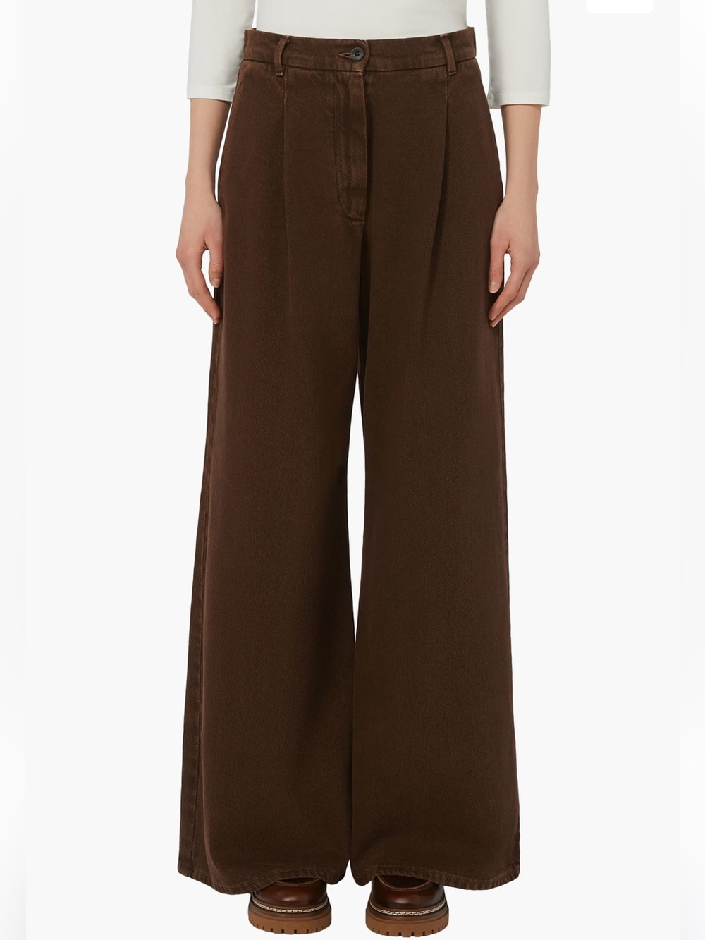 Weekend Max Mara Nanda Wide Leg Brown Jean Trousers
